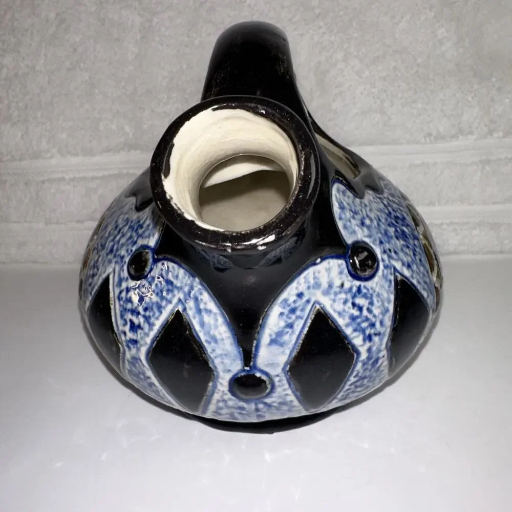 VTG Antique Amphora Blue Flowers Wedding Vase